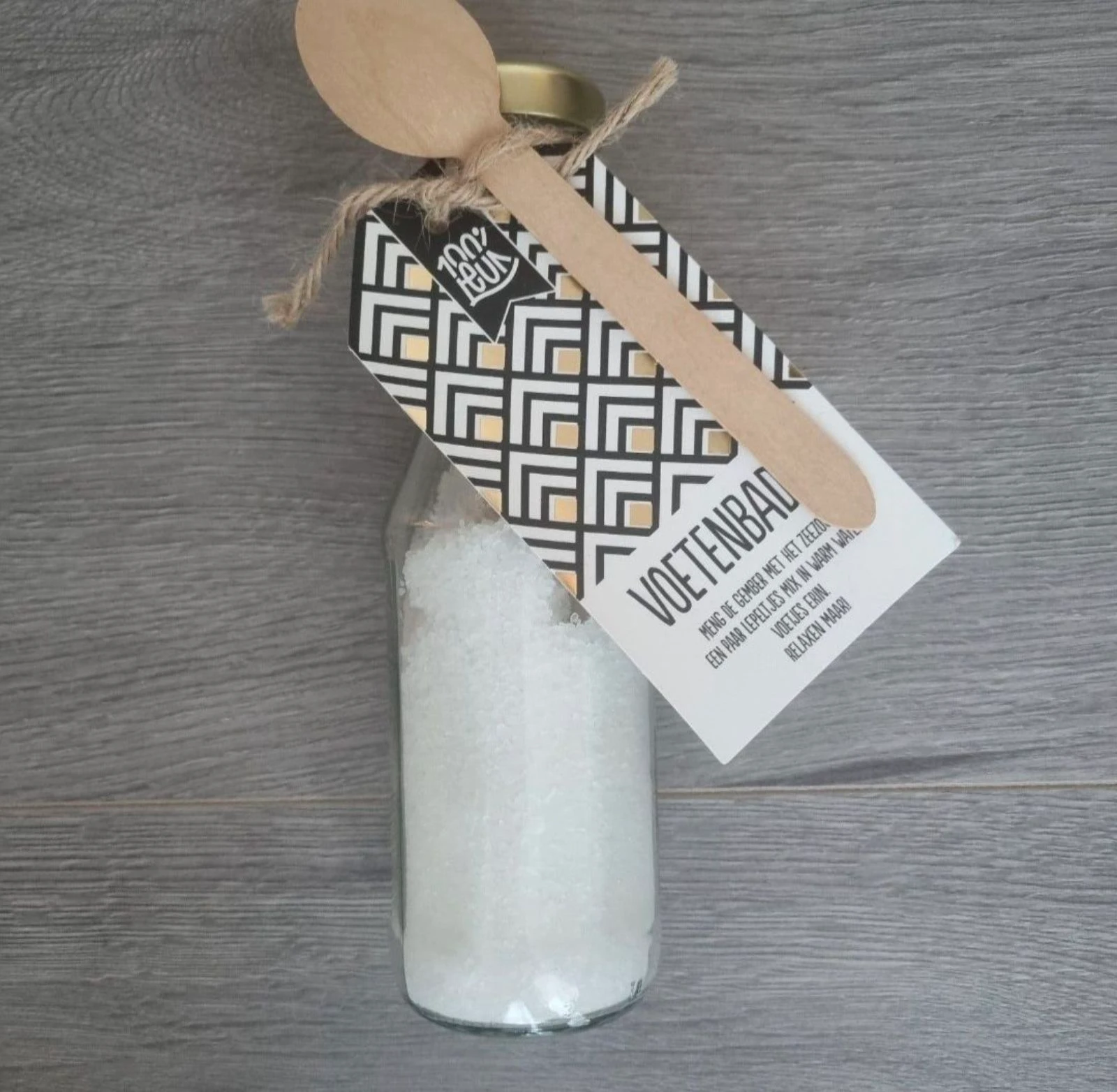 100%LEUK Voetenbad Fles - Zeezout & Gemberpoeder (Nieuw)